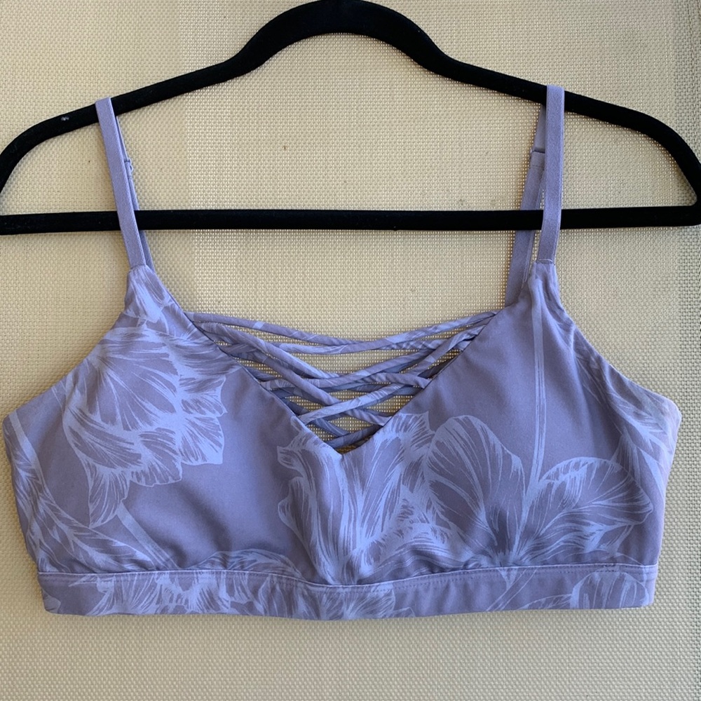 Fabletics Lenni Sports Bra Purple Floral Print